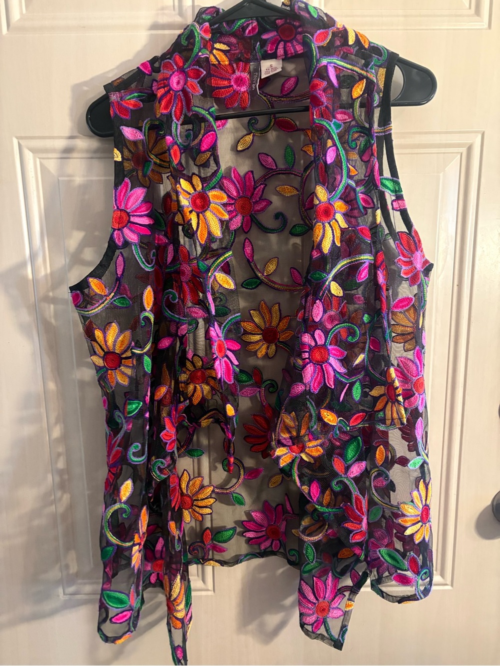 Anu women’s embroidered floral colorful SMALL mesh Whimsy Boho Chic